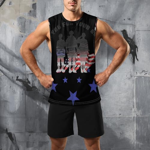 Image of Zhyaj Summer Tanks Top for Men Flag Graphic Print Sleeveless Shirts Casual Working Out Vest T-Shirts Loose-Fit Men's Tank
