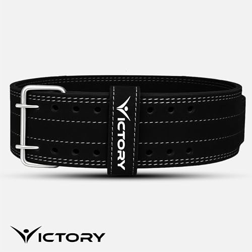 Image of VICTORY Genuine Leather Weight Lifting Gym Belt Back Support Power Lifting Belt for Men and Women | Unisex | Adjustable Buckle | (Medium (Power))