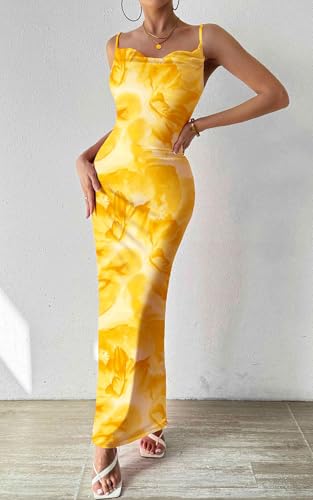 Image of PRETTYGARDEN Women's 2026 Summer Floral Spaghetti Strap Maxi Dress Stretch Sexy Bodycon Dress Backless Slip Long Dresses