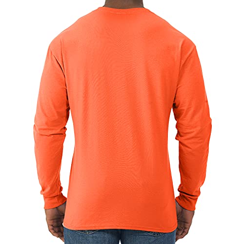 Jerzees Men's Dri-Power Cotton Blend Long Sleeve Tees, Moisture Wicking, Odor Protection, Upf 30+, Sizes S-3X, Safety Orange, Medium #TOP2