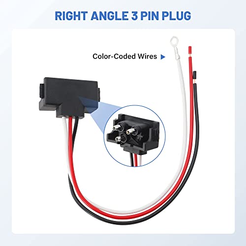 Image of Oyviny 4PCS 3 Pin Trailer Connector, Right Angle 3 Wire Pigtail Harness 20AWG for Truck Trailer Stop Turn Tail Brake Backup Light, Fit with Sealed 4 inch Round and 6 inch Oval Lights