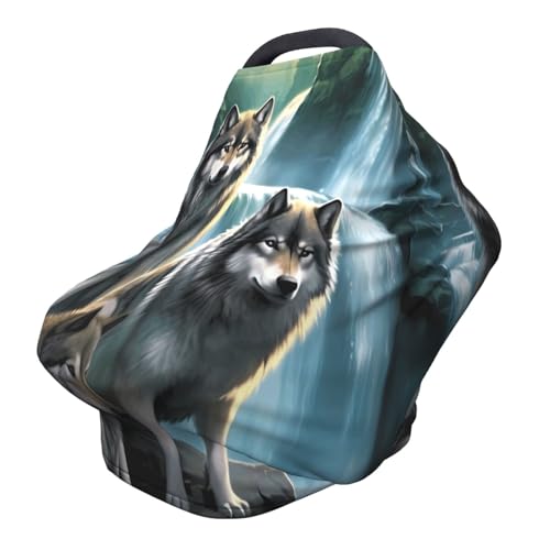 Wolf Sunrise Waterfall Baby Car Seat, Rain Shelter, Multifunctional Nursing Cover for Newborns, Mother Care, Breastfeeding