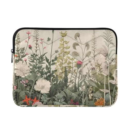 Funda para portátil de flores silvestres Herbal para laptops 13-14 pulgadas
