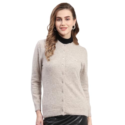 Image of Monte Carlo Women Regular Fit Full Sleeve Solid Round Neck Winter Cardigan (Pack of 1)