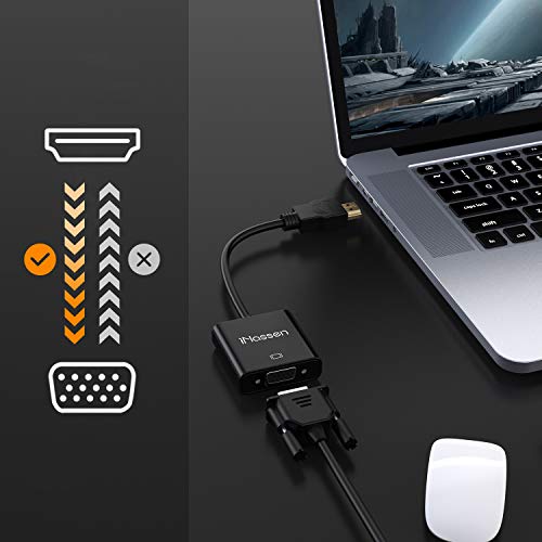 【2020 ULTIMO HD】 Full HD Adattatore HDMI to VGA 1080P Convertitore Gold-Plated Convertitore HDMI Maschio to VGA Femmina per Computer, PC, Monitor, Projector, HDTV, Chromebook, Raspberry Pi, TV Box