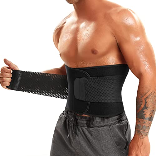 Ifkodei Men Waist Trainer Trimmer Slimming Body Shaper Workout Shapewear Hot Sweat Belt (Black, M) #TOP14