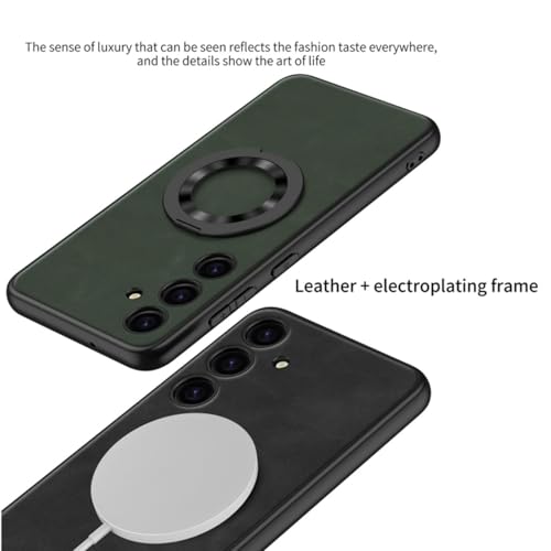 Image of TechTrendz Magnetic Suction Rotating Wireless Charging Bracket Anti-Fall Leather Case for Samsung Galaxy S25 (Brown)