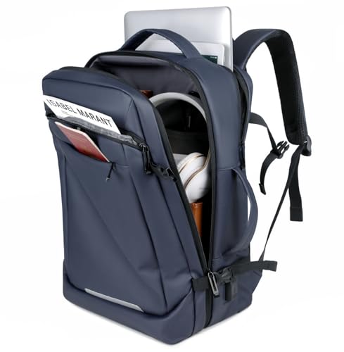 Travel laptop backpack,USB charging port,Men's business laptop backpack,carry on backpack,PU laptop backpack,college backpack (Grey)2