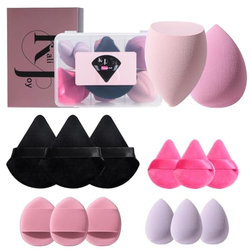 Kali Joy Beauty Makeup Sponge 14-Pcs Set Sponges for Foundation powder Latex Free Blender and Cream Wet And Dry Use With Storage Case (A-Pink A-Black)