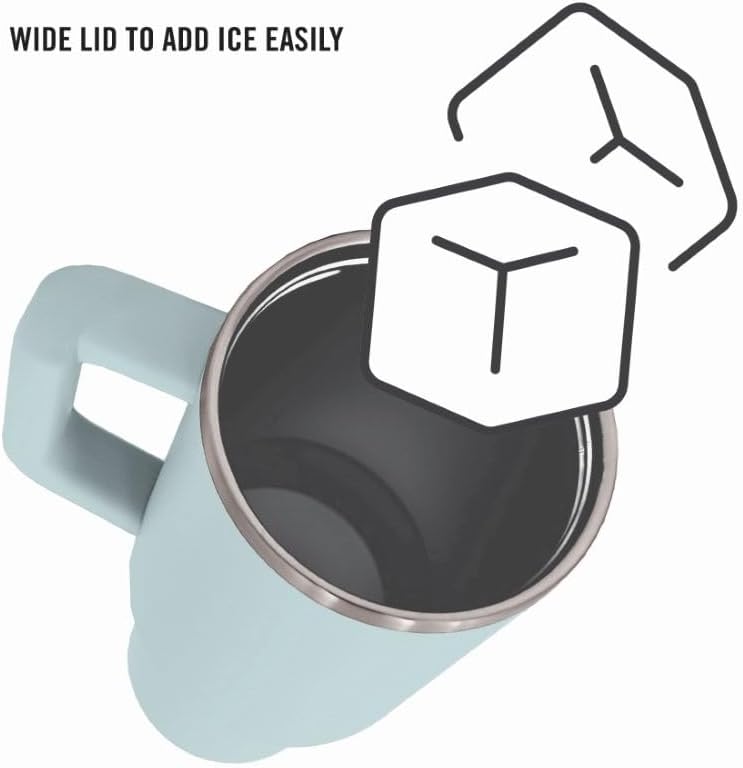 Nautica 40 oz Large Insulated Tumbler with Handle & Straw with screw on cap, Reusable Water Bottle Stainless Steel Travel Mug for Hot Cold or Iced Drink, BPA-Free, Fits Car Cup Holders (Light Blue) - Image 6