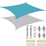 Sonnensegel, wasserdicht, rechteckig, 3 x 6 m, UV-Schutz, 95 %, 185 g/m² Oxford-Polyester, für Außenbereich, Terrasse, Balkon, Poolüberdachung, Sonnenschutzzelt