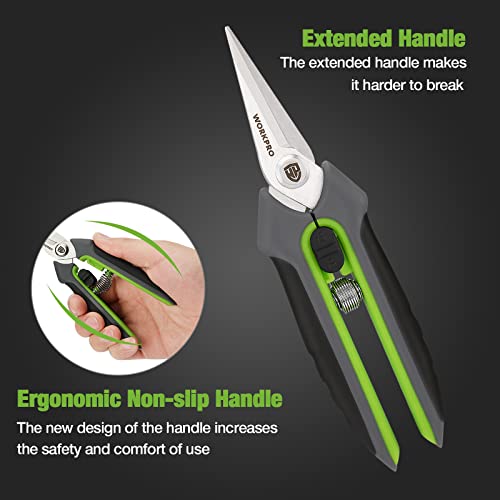 Workpro 2 Packs Pruning Shears, 6.5” Gardening Scissors Snips Clippers With Precision Blades, Hand Pruner Set With Sheaths #TOP4