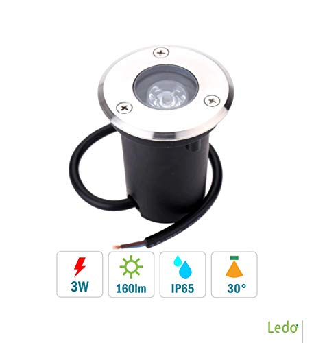 Luminária Deck Inground Balizador Led 3W Embutido Piso Ledo IP65 2700K Branco Quente