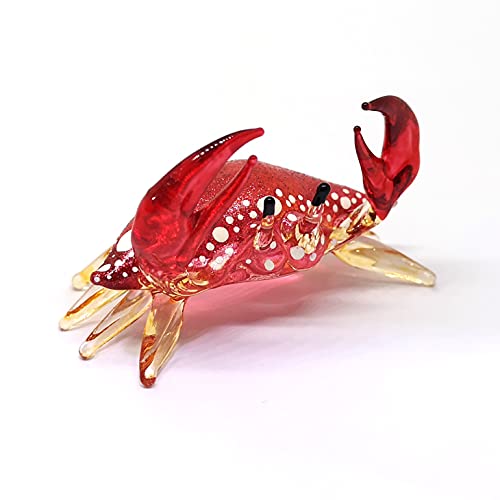 Zoocraft Glass Crab Figurine Red Hand Blown Painted Art Miniature Coastal Style Gift Home Decoration,1.7 X 2.5 X 1.4 Inches. #TOP2