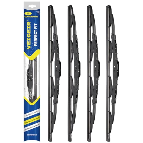 22 inch - 4 Pack Steel Frame Windshield Wiper Blades,Compatible with F150 2022-2009,Silverado 1500 2022-2000,Sierra 1500 2022-2019,RAM 1500 2015-2013 and More Conventional Front Wiper (Pack of 4)