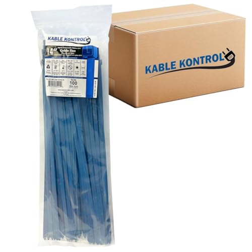 Kable Kontrol Metal Detectable Blue Zip Ties 2500 Pcs 14 Inch, 120 Lbs Test