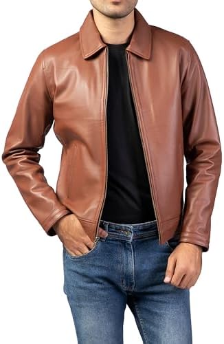 Polo Collar Premium Leather Jacket Men - Old School Classic Style
