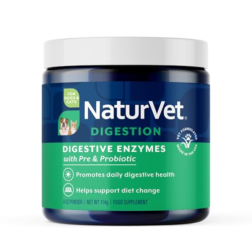 NaturVet – Digestive Enzymes for Dogs - Plus Probiotics & Prebiotics | Helps Support Diet Change & A Healthy Digestive Tract | for Dogs & Cats | 4 oz Powder
