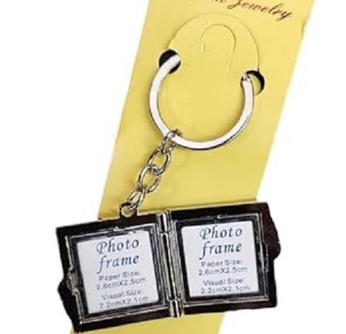 Square/Book shaped Double photo Frame Metallic Key Chain Couple Keychain Book Shaped Openable Photo Frame Metal Key Chain Keyring Valentine day gift 1pcs