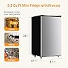 KMFurnila Mini Fridge with Freezer, 3.2 Cu.Ft Mini Refrigerators, Small Beverage Fridge with Adjustable Thermostat, for Bedroom, Office, Dorm, Single Door, Quiet & Energy Saving, Black
