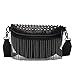 IAMUHI Women Vegan Leather Cross Chest Bag Rivets Fringed Shoulder Handbag Purse Waist Bag,Black