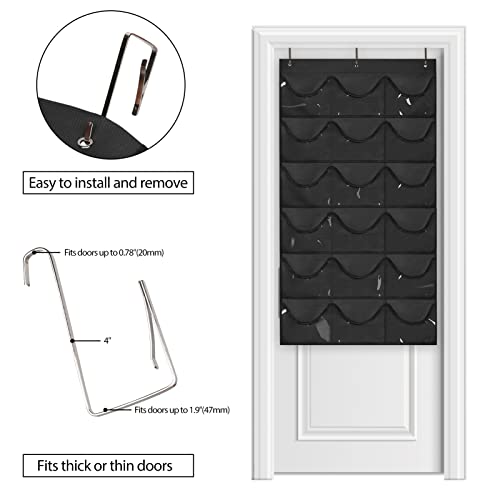 Dofilachy Hat Rack - Hat Organizer - Hat Racks for Baseball Caps, Visible Hat Holder - Baseball Hat Rack for Wall Door with 3 Hooks, 18 Deep Pockets(Black, medium) by Dofilachy - Image 3