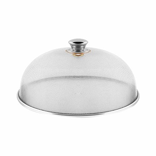 Image of Prabha Stainless Steel Dish Cover | Keep Your Food Fresh and Stylish | Ideal for Home & Kitchen, Flies Mosquitoes Insect Proof Dining Tables Covers Fruits, Cake, Vegetable, Rice Cover. (23 CM)