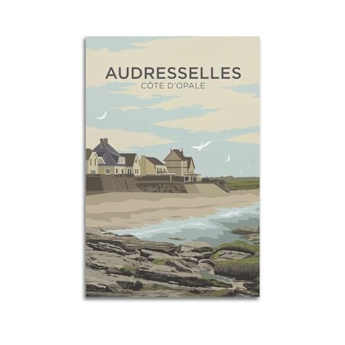 Poster Audresselles CÔTE D'OPALE vintage de voyage en ville HAYZE pour décoration murale 60x90 cm