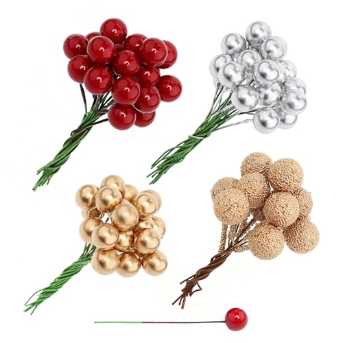 AXKIIN künstliche mehrfarbige Stechpalmenbeeren – 200 Stück Mini...