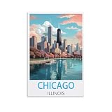 KmoNo Chicago Illinois Vintage-Reise-Poster, 20 x 30 cm, 