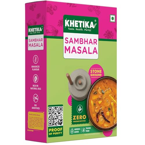 Image of Khetika Sambhar Masala with Natural Oils, 100g, Sambhar Masala Powder, Stone Grounded, Rich Aroma & Flavour