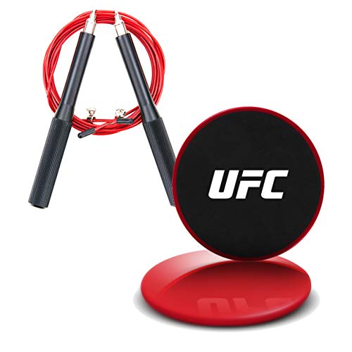 UFC Slider and Speed Jump Rope Set, Black/Red