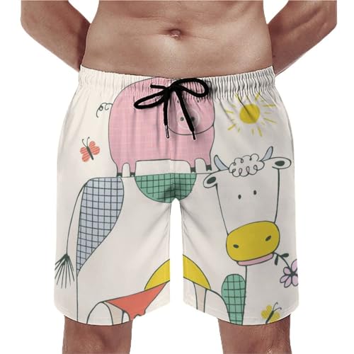 Shorts de bain homme animaux de la ferme séchage rapide pour plage S