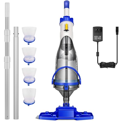 Image of VIVOHOME Handheld Pool Vacuum 1110GPH Suction Cordless Pool Cleaner 40W Powerful Motor Long-Run 60min Battery, Adjustable 9.12FT Pole for Above Ground & In-Ground Pools, Spas - Blue