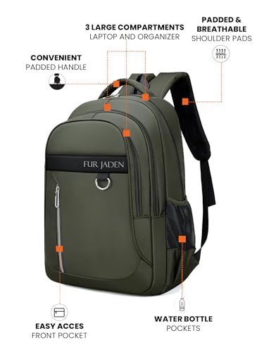 Image of FUR JADEN 35L Travel Professional Backpack with 15.6 Inch Laptop Compartment I 3 Large Compartments I Organizer Pockets I For Men Women Boys Girls I School and College Bagpack