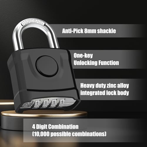 Diyife USTAL126B Heavy Duty Combination Padlock, Large Outdoor Padlock [One-Key Unlocking] High Security Weatherproof thumb #3