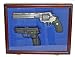 Pistol Airsoft Gun/Handgun Display case Shadow Box, Lockable (Blue Felt-Mahogany Finish)