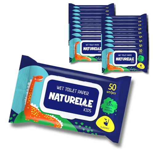 NATURAL Kids - Papel higiénico húmedo para niños - Toallitas desechables - higiene suave y práctica - Lote de 20 x 50 toallitas (1000 unidades)