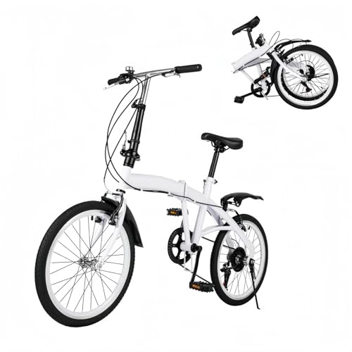 Bici Pieghevoli da 20 Pollici, Bicicletta Pieghevole con Cambio a 6 Marce, Bici da Città Compatta per Bambini o Adulti, Altezza Applicabile 1,4 – 1,9 m, Portata 90 kg