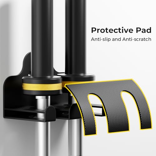 JNIHEEP Barbell Wall Holder,Olympic Hanger,Garage Gym Bar Wall Rack with 2 Bar Holders,Vertical Barbell Mount Rack,Space Saving Commercial or Home Gym Accessory,Holds Under 33mm Bar Size(Black)