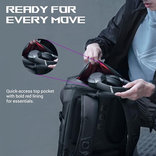 Image of ROG Ranger BP2701 (2025) Lightweight Gaming Backpack, Spacious Storage Upto 22L, Ergonomic Design, Built-in Luggage Strap, Adjustable Chest Strap, fits up to a 17-inch Laptop, Black, 0.93 kg
