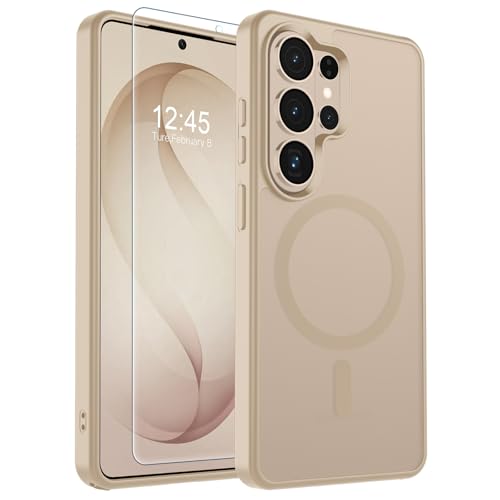 Image of SUPFINE Magnetic for Samsung Galaxy S26 Ultra Case with Screen Protector, (Built-in Magnets) (Military Grade Drop Protection) Slim Translucent Shockproof Phone Case,Pink Gold