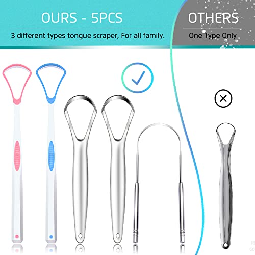 New Tongue Scraper, 5Pcs Tongue Cleaner, Medical Grade Tongue Scrapers,Great For Oral Care, Bpa Free For Adults And Kids, Reduce Bad Breath #TOP6