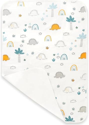 Baby Waterproof Bed Pad,80x120cm Washable Baby Cotton Changing Pads,Toddler Mattress Protector Incontinence Pads Sheet Cover Underpads for Kids,Soft & Absorbent (Dinosaur-Coconut, 1Pack)