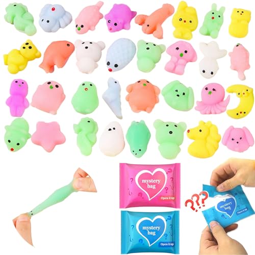 50-Pack Squishy Fidget Toys Blind Bags Mini Mochi Squishies Mystery Toys for Kids Party Favors Classroom Prizes Goodie Bag Stuffers Sensory Stress Relief Squeeze Toy