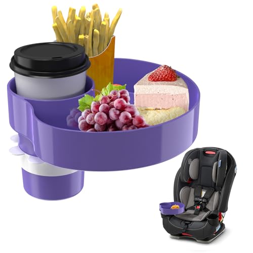 Image of Kids Car Seat Tray, Travel Tray with Cup Holder for Toddler Baby, Kids Car Seat Food Snack Organizer for Road Trip, Stroller snack Organizer Travel Must Haves Toddler Must Haves (Purple, 1 PCS)