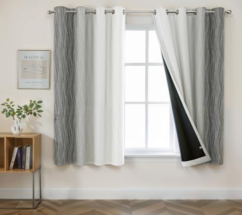Image of Ultimate Trends Ombre Blackout Curtains for Bedroom Room Darkening Curtains for Living Room,Energy Saving,Thermal Insulated Grommet Window Drapes, Grey and Greyish White, 7 FEET,2 Panels