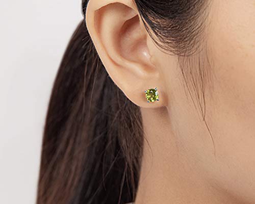 Peridot Earrings Green Gemstone Stud Earrings August Birthstone Jewelry 925 Sterling Silver Gem Earrings Hypoallergenic Round 6X6Mm Mothers Day Valentine's Daygifts #TOP7