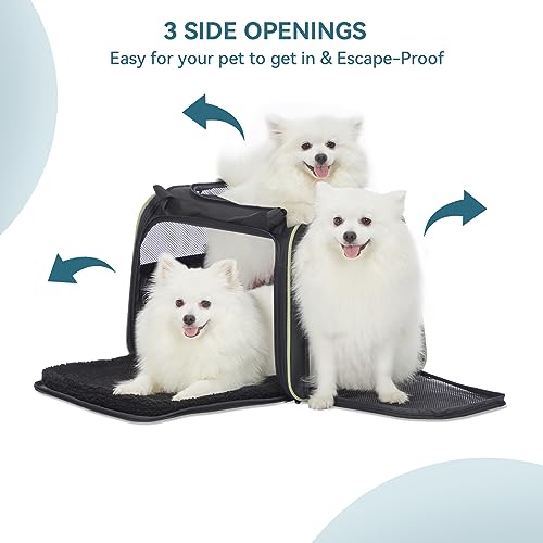 Image of PETSFIT Large Cat Carrier, Dog Carrier up to 25Lbs, Pet Privacy Protection Travel Pet Carrier for Medium and Large Cats, Small Dogs, Puppies (Large, Black)