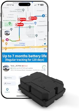 Benbengo Magnetic GPS Tracker for Vehicles, Hidden Tracker Device for Car, Trailer, Up to 7 Months Battery Life, Real-Time Track, Waterproof, 5-Day Free Trial, Subscription Required